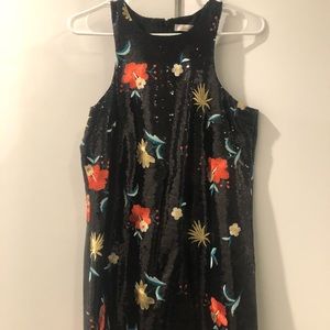 Black Sequin Dress with flowers